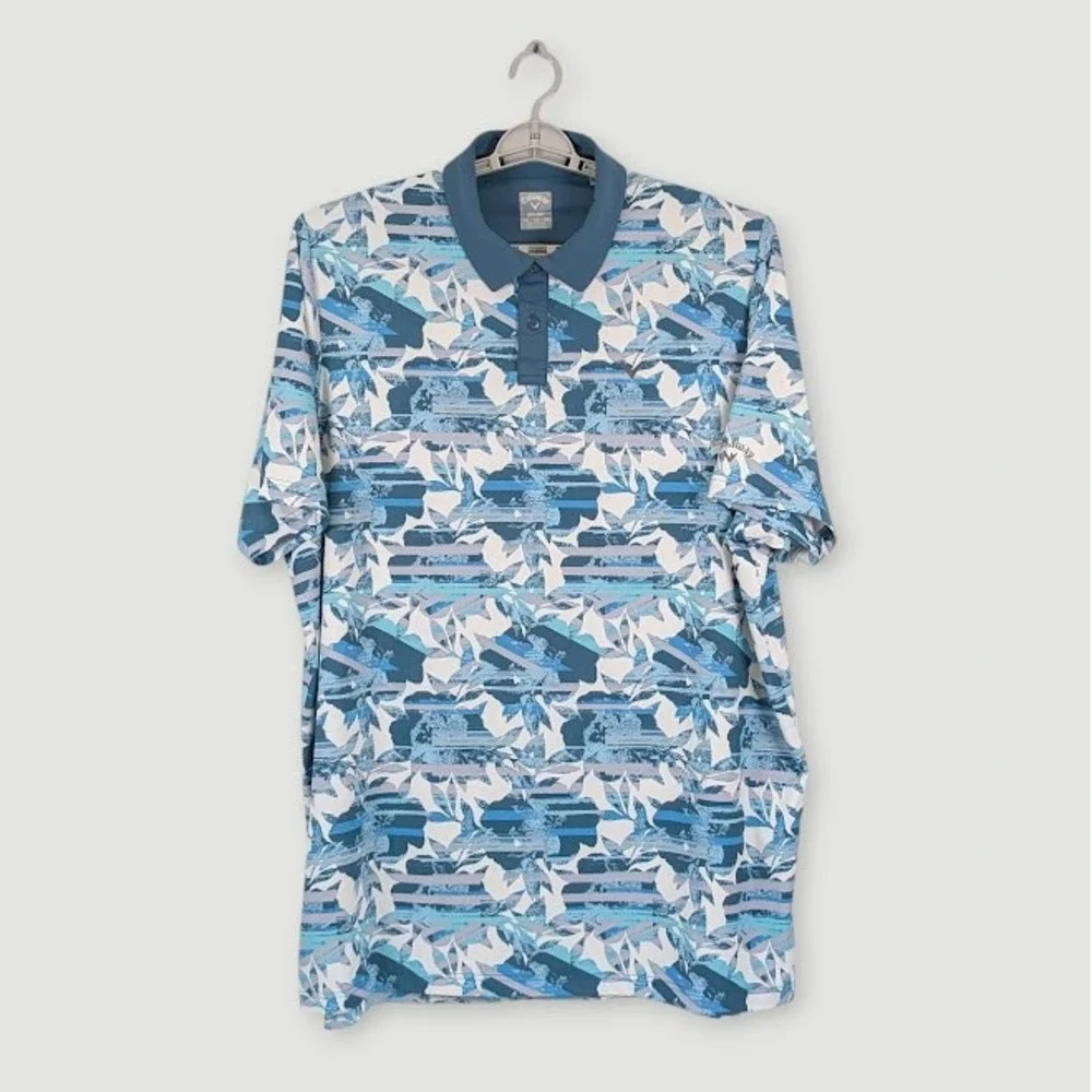 Callaway Opti-Dri Structured Floral Print Polo Mens XLT Tall Performance Golf - Picture 3 of 11